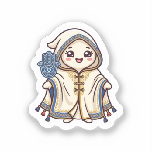 Cute Kawaii Moroccan Barnous Cloak and Khamsa Hand Sticker