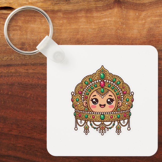Cute Kawaii Moroccan Bridal Crown TraditionSticker Keychain (Front)