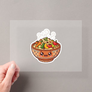 Cute Kawaii Moroccan Couscous Food Bowl Sticker Acrylic Invitations
