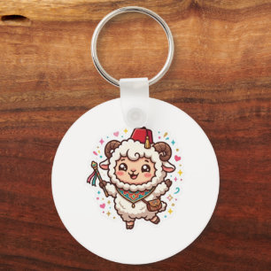 Cute Kawaii Moroccan Eid al-Adha Sheep Fez Hat Sti Keychain