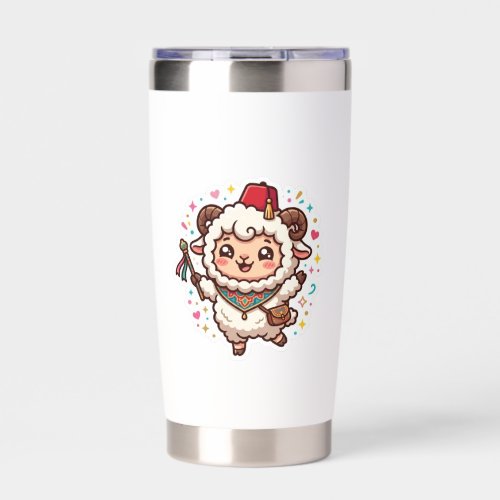 Cute Kawaii Moroccan Eid al-Adha Sheep Fez Sticker Insulated Tumbler