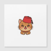 Cute Kawaii Moroccan Fez Hat Cat Sticker (Front)