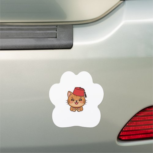 Cute Kawaii Moroccan Fez Hat Cat Sticker Car Magnet