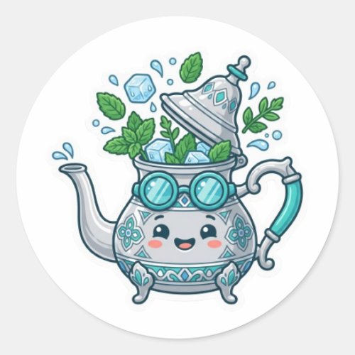 Cute Kawaii Moroccan Iced Mint Tea Summer BSticker Classic Round Sticker