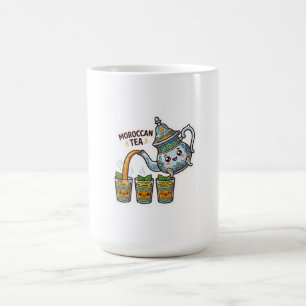 Cute Kawaii Moroccan Mint Tea Teapot and Glasses S Coffee Mug