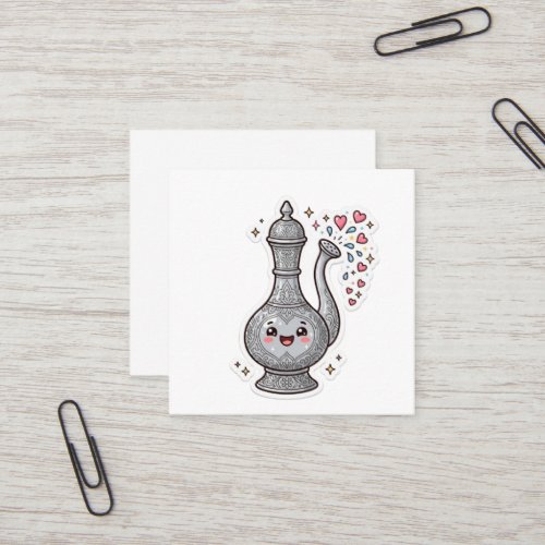 Cute Kawaii Moroccan Silver Rosewater Sprinkler Mr Square Business Card