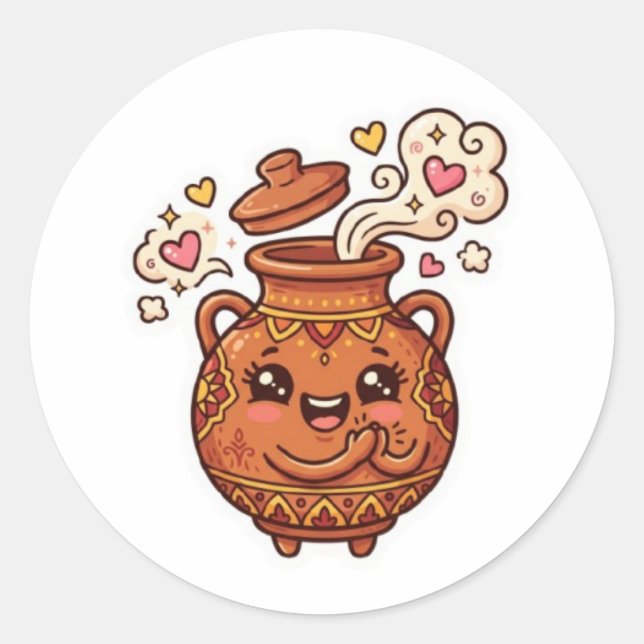 Cute Kawaii Moroccan Tanjia Clay Pot Food Sticker (Front)