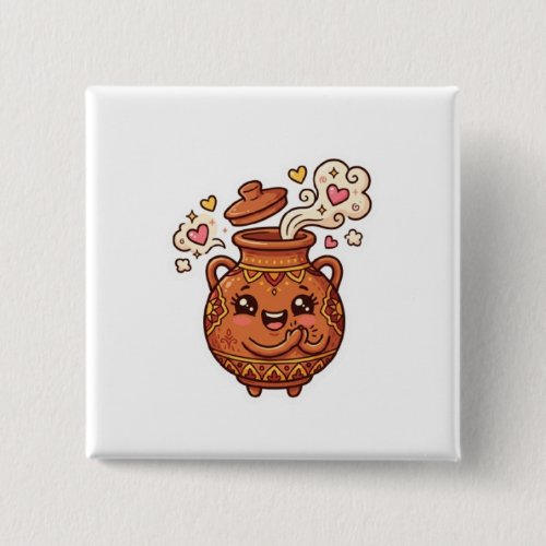 Cute Kawaii Moroccan Tanjia Clay Pot Food Sticker Button