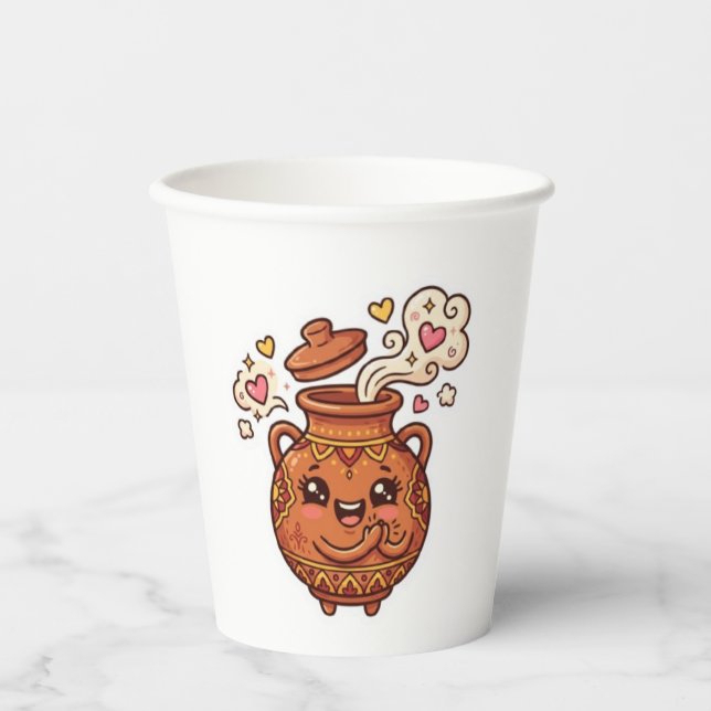 Cute Kawaii Moroccan Tanjia Clay Pot Food Sticker Paper Cups (Front)