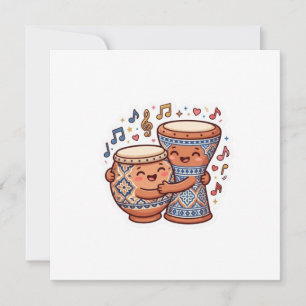 Cute Kawaii Moroccan Traditional Clay DrumsSticker Invitation