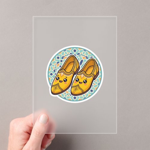 Cute Kawaii Moroccan Yellow Belgha Shoes anSticker Acrylic Invitations