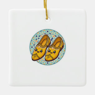 Cute Kawaii Moroccan Yellow Belgha Shoes anSticker Ceramic Ornament