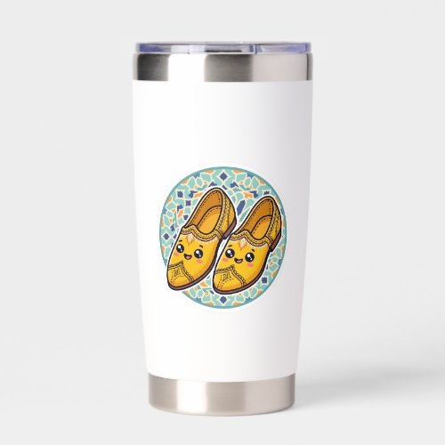 Cute Kawaii Moroccan Yellow Belgha Shoes anSticker Insulated Tumbler