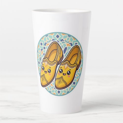 Cute Kawaii Moroccan Yellow Belgha Shoes anSticker Latte Mug