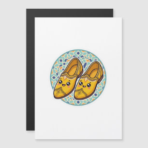 Cute Kawaii Moroccan Yellow Belgha Shoes anSticker Magnetic Invitation