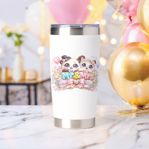 Cute Kawaii Mr and Mrs Panda Couple Pastel Pink We Insulated Tumbler
