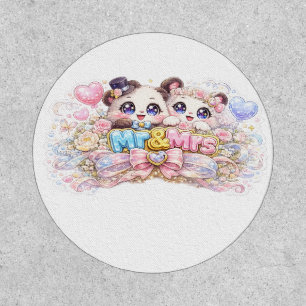 Cute Kawaii Mr and Mrs Panda Couple Pastel Pink We Patch