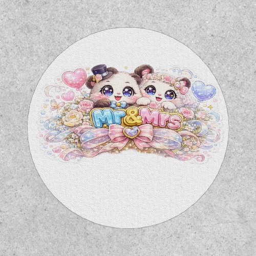 Cute Kawaii Mr and Mrs Panda Couple Pastel Pink We Patch