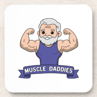 Cute Kawaii Muscle Daddy Bearded Bodybuilder Beverage Coaster
