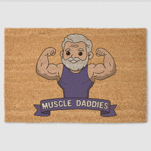 Cute Kawaii Muscle Daddy Bearded Bodybuilder Fiber Doormat