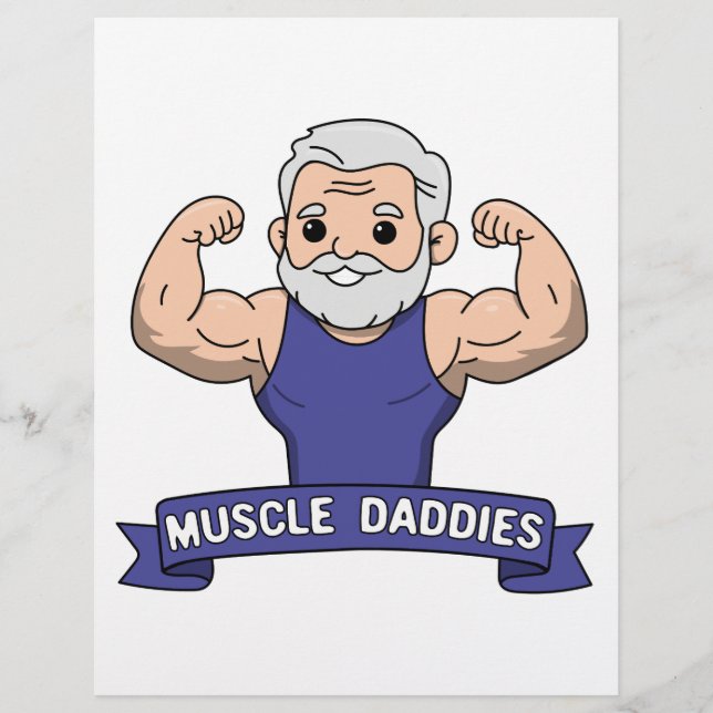 Cute Kawaii Muscle Daddy Bearded Bodybuilder Letterhead (Front)