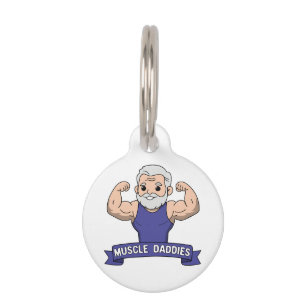 Cute Kawaii Muscle Daddy Bearded Bodybuilder Pet ID Tag