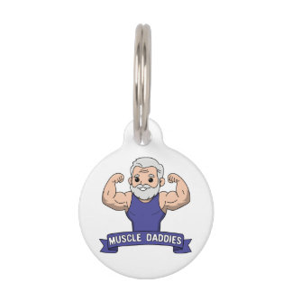 Cute Kawaii Muscle Daddy Bearded Bodybuilder Pet ID Tag