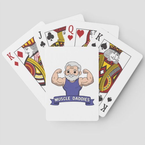 Cute Kawaii Muscle Daddy Bearded Bodybuilder Poker Cards