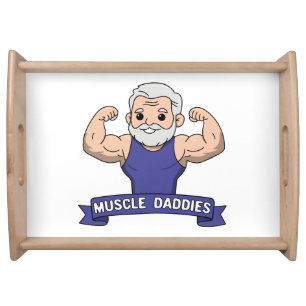 Cute Kawaii Muscle Daddy Bearded Bodybuilder Serving Tray