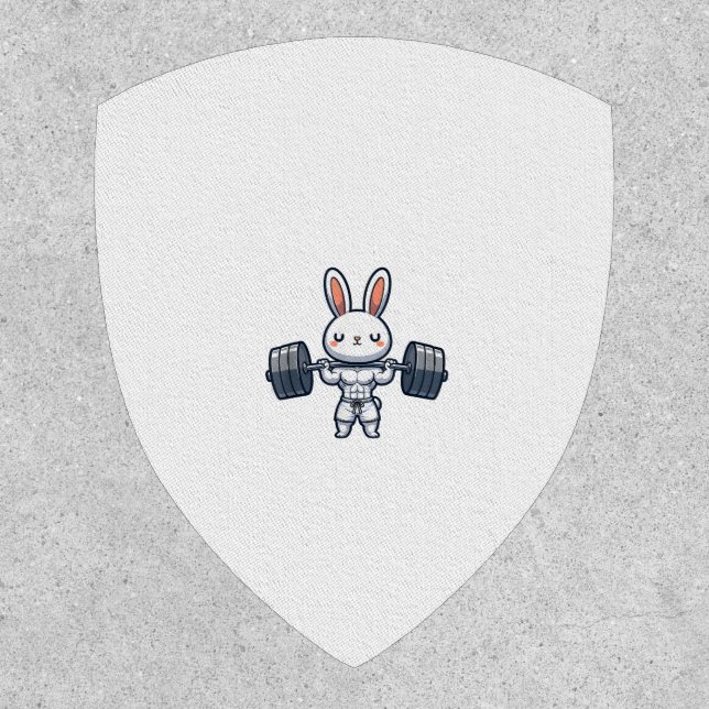 Cute Kawaii Muscular Rabbit Weightlifting Funny  Patch (Front)