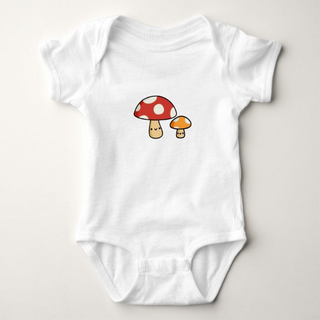 Cute Kawaii Mushroom Baby Bodysuit (Front)