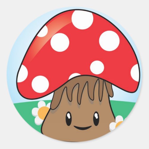 Cute Kawaii Mushroom Classic Round Sticker