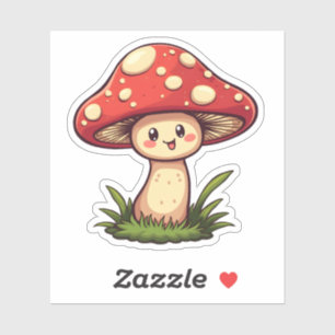 Cute Kawaii Mushroom Fun Whimsical Nature Design Sticker