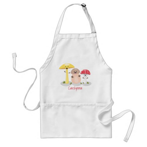 Cute kawaii mushroom fungi toadstool adult apron