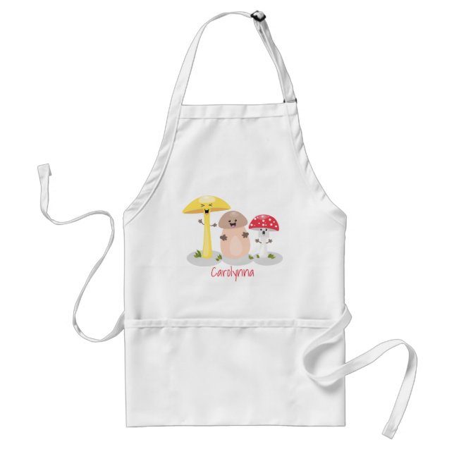 Cute kawaii mushroom fungi toadstool adult apron (Front)