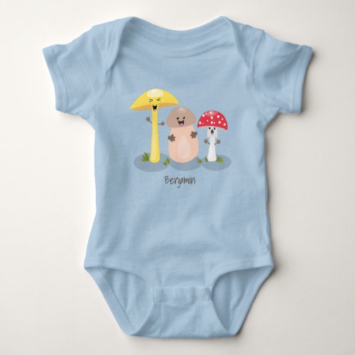 Cute kawaii mushroom fungi toadstool baby bodysuit