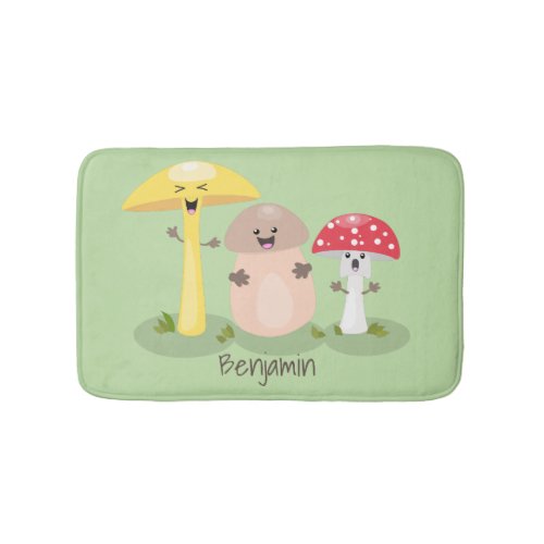 Cute kawaii mushroom fungi toadstool bath mat