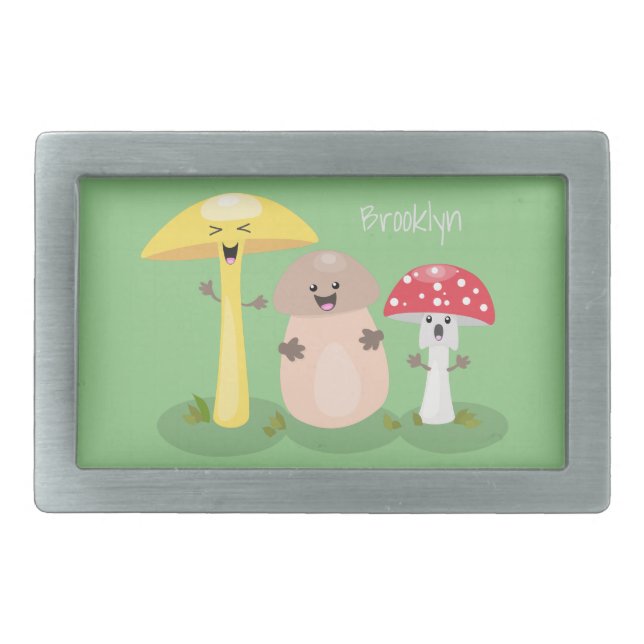 Cute kawaii mushroom fungi toadstool belt buckle (Front)