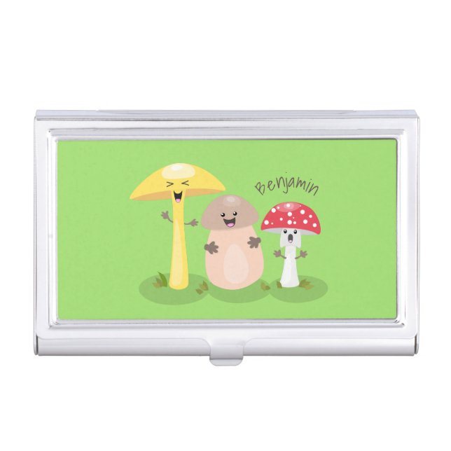 Cute kawaii mushroom fungi toadstool business card case (Front)