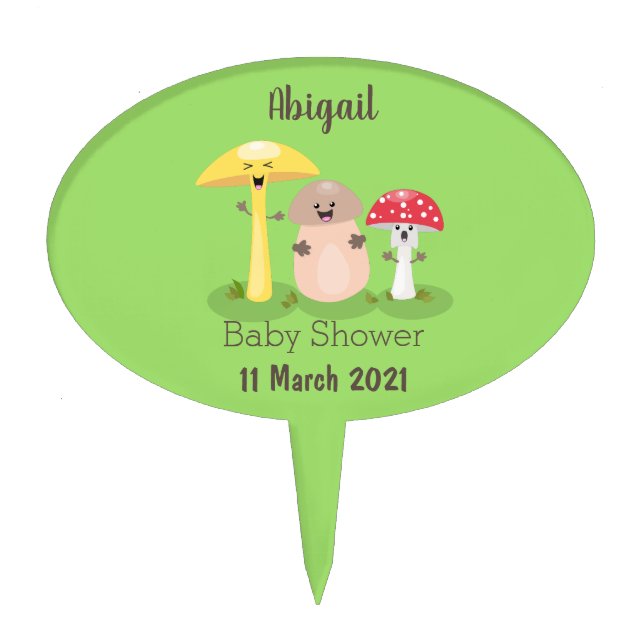 Cute kawaii mushroom fungi toadstool cake topper (Front)