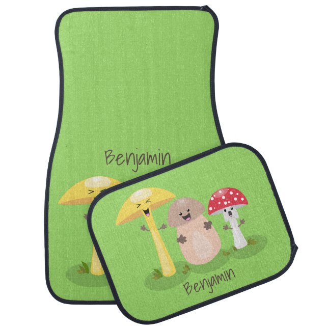 Cute kawaii mushroom fungi toadstool  car floor mat (Set)