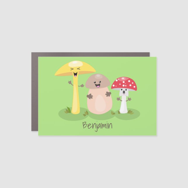 Cute kawaii mushroom fungi toadstool car magnet (Front)