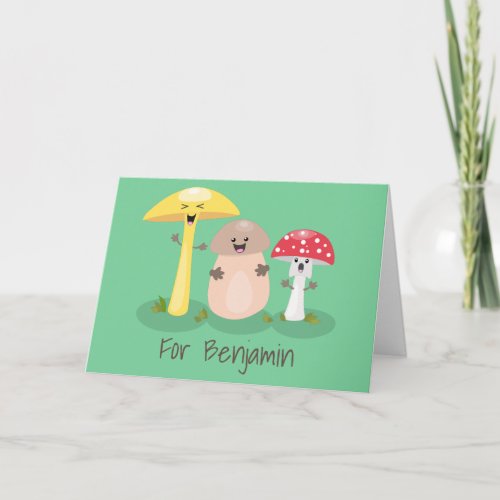 Cute kawaii mushroom fungi toadstool card