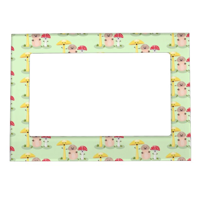 Cute kawaii mushroom fungi toadstool cartoon magnetic frame (Front)
