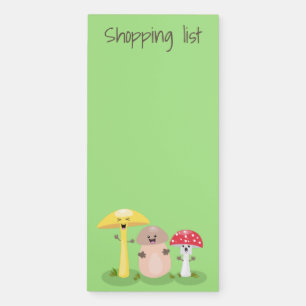Cute kawaii mushroom fungi toadstool cartoon magnetic notepad