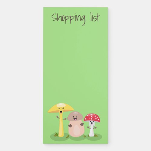 Cute kawaii mushroom fungi toadstool cartoon magnetic notepad