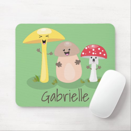 Cute kawaii mushroom fungi toadstool cartoon mouse pad