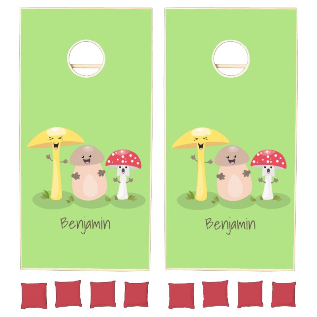 Cute kawaii mushroom fungi toadstool cornhole set (Set)