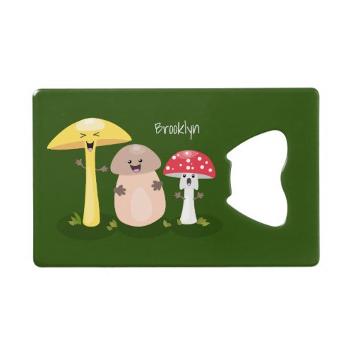 Cute kawaii mushroom fungi toadstool credit card bottle opener