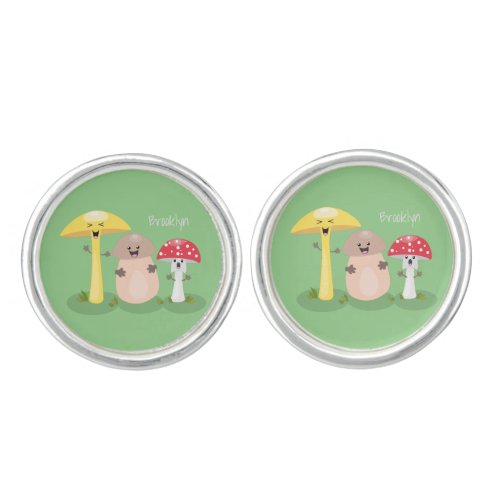 Cute kawaii mushroom fungi toadstool cufflinks